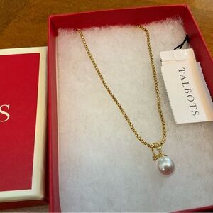 TALBOTS Pearl Necklace with chain NWT